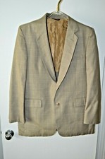 Bill Blass Men's 100 Wool Blazer Beige Sport Coat Window payne Lined Sz 42L