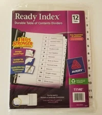 Avery Ready Index Customizable Table of Contents Dividers 12 Tab ( 1-12 ) 11140 