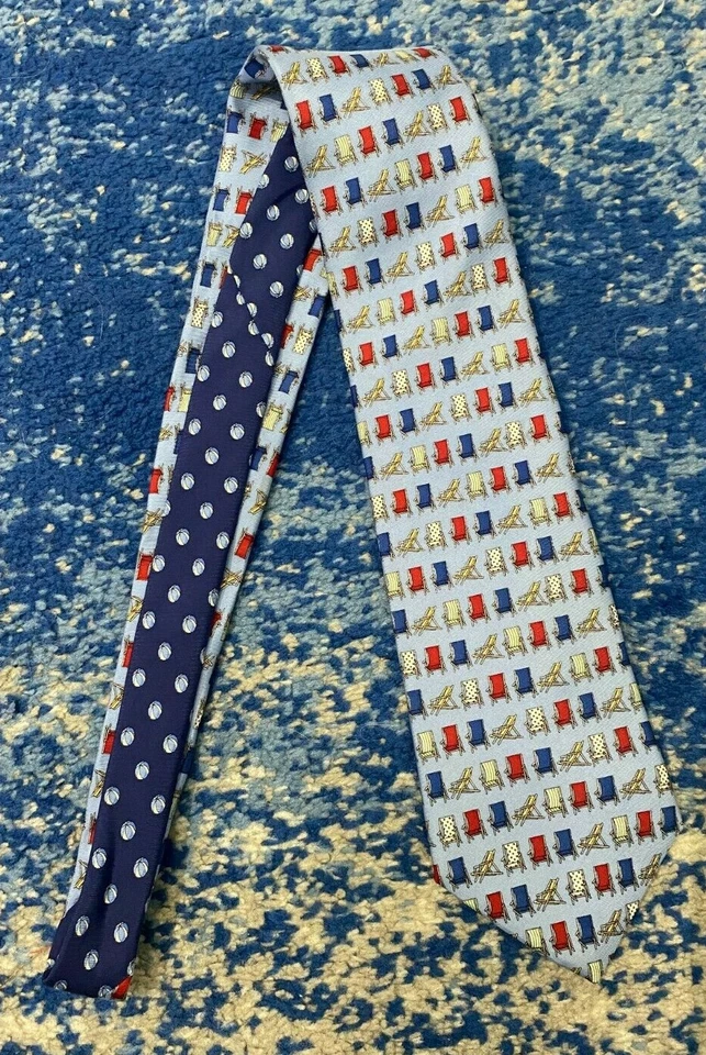 Tommy Hilfiger Rojo Blanco Azul Verde Sillas de Playa Lunares Seda Corbata EE. UU. Foto 2 de 4
