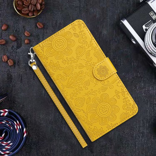 Floral Prägung Kunstleder Brieftasche Flip Handy Hüllen Cover Handschlaufe - Bild 32 von 66