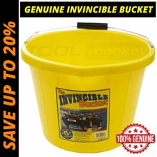 Invincible Builders Bucket - Heavy Duty Extra Strong Yellow Bucket - Genuine