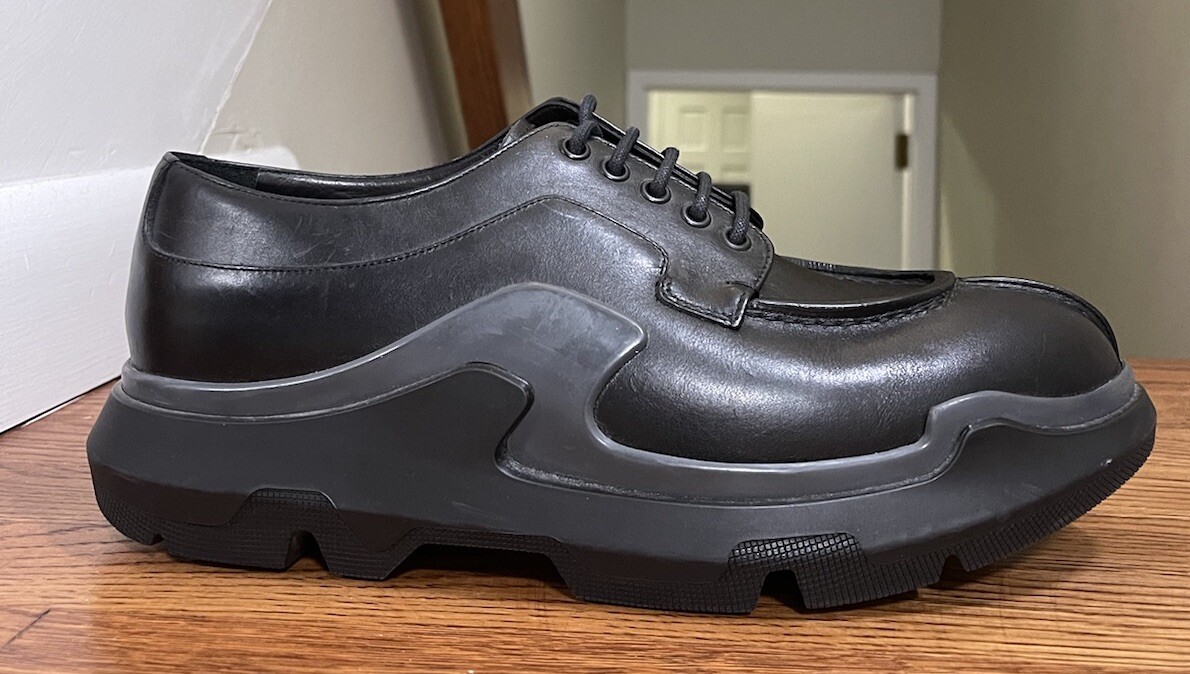 Luxury Prada Chunky Sneakers Black Leather 2EG132 Men's Size Luxury Prada Chunky Sneakers Black Leather 2EG132 Men's Size