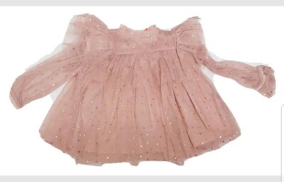 River Island Mini 2-teiliges Outfit Stern Netz Tüll Rüschen rosa Mädchen 3-4 Jahre alt P#