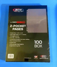 100 BCW LASERWELD 2-POCKET ALBUM PAGES FOR COVERS, PHOTOS, ETC.  ARCHIVAL SAFE