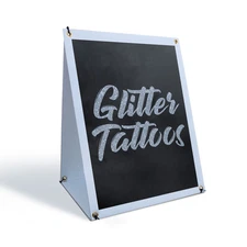 Glitter Tattoos A-Frame Sidewalk Sign Kids Party Event Fun Bright Colorful
