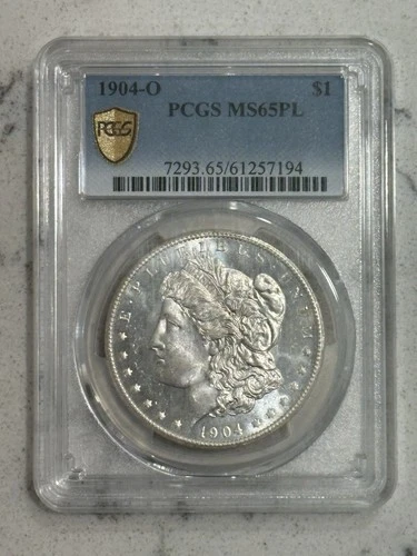 1904 O Morgan Silver Dollar PCGS MS-65 PL Gold Shield! Proof Like 🔥