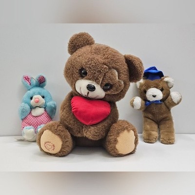 VTG 1984-90s Mix Lot Plush Animals Sweetheart Bear Graduation Bear Easter Rabit