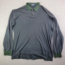 Polo By Ralph Lauren Polo Shirt Mens Large Green Striped Long Sleeve rugby