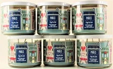QTY 6 - Bath & Body Works PARIS - CAFE AU LAIT - Coffee, Vanilla 3-Wick Candle