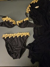 Vintage Gottex Dupont Lycra Sensations Swimsuit Robe/Cover, Navy Gold, NWT