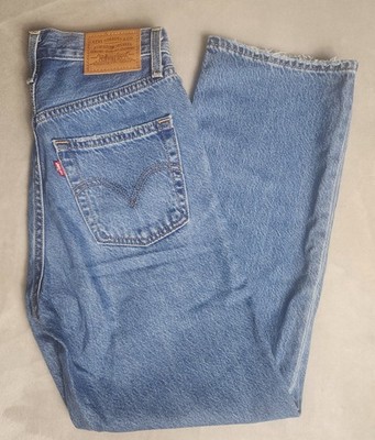 Levi's Premium Ribcage Straight Ankle  Light Med Wash Distressed Jeans sz 24