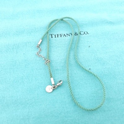 Tiffany & Co. Blue Twist Silk Cord with Sterling Silver Tip Chain 16-18' Inch