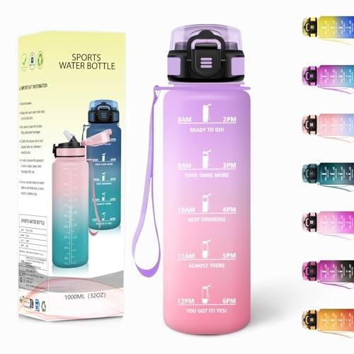 Trinkflasche 1L Bpa-Frei Mit Strohhalm, Auslaufsicher, Motswedi,-image