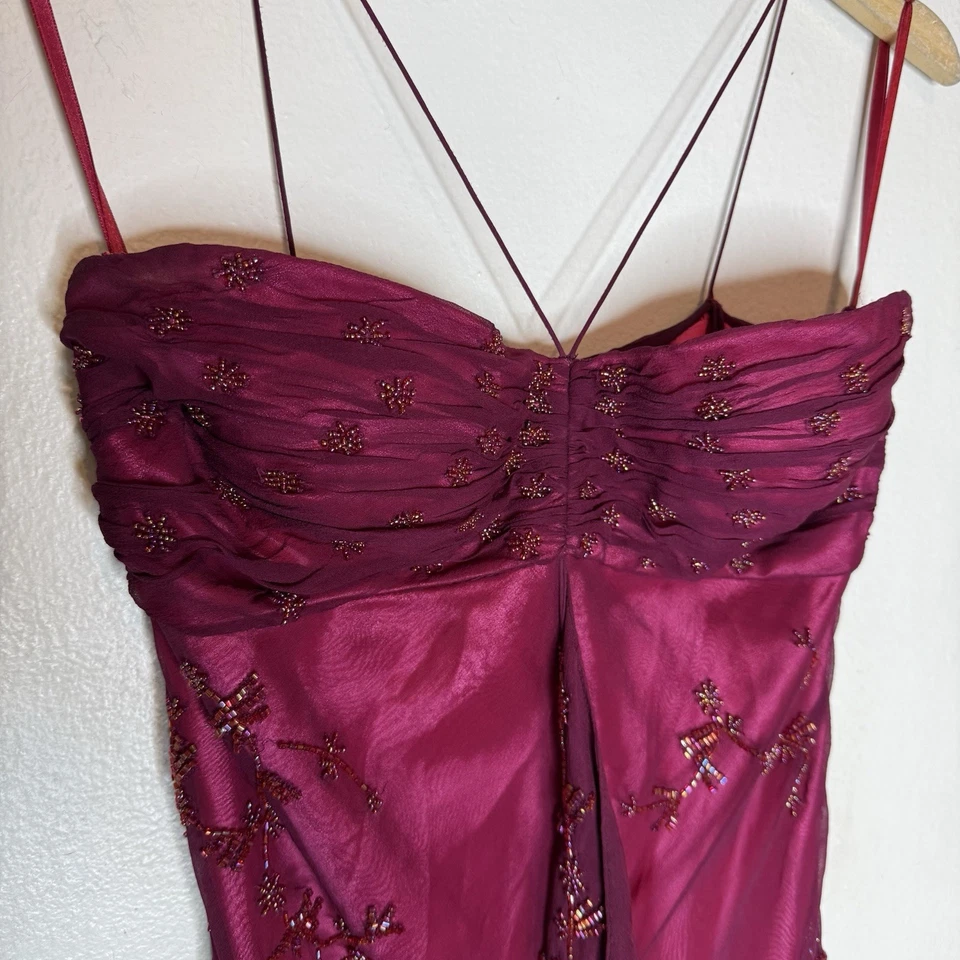 Vestido de hadas vintage Scala de seda con cuentas para mujer grande rosa Fairycore Whimsygoth Foto 2 de 4