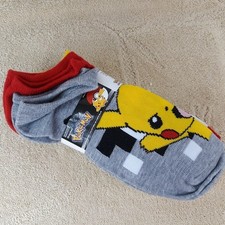 POKEMON No Show Socks NEW 10 PAIRS Boys Shoe Size 4-10 Pikachu POKEBALL
