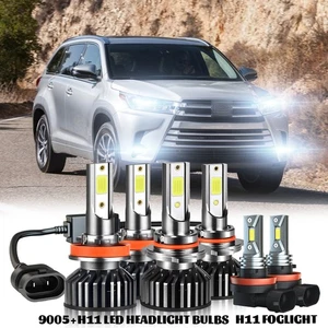Pour Toyota Highlander 2014-2019 6x LED Phare + Ampoules de Fog Kit Combo 6000k