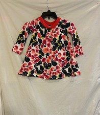 Tea Collection Girls 4 Red Vibrant Floral Cotton Long Sleeve Play School Dress