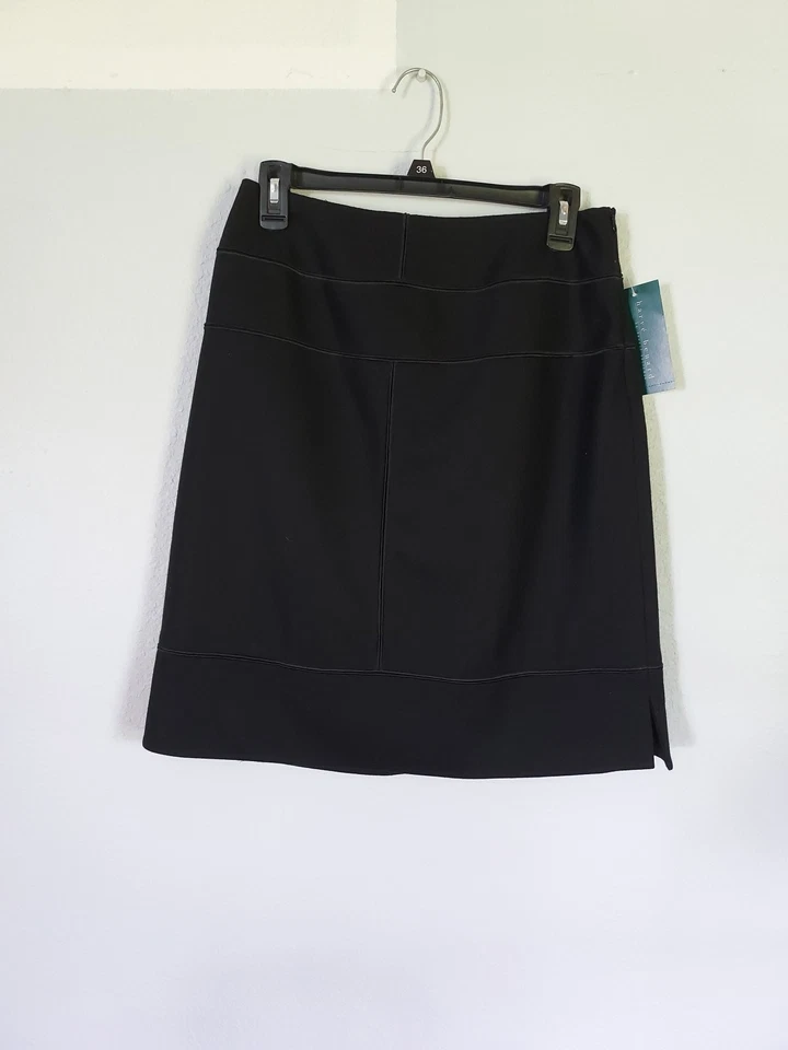 Harve Benard Women's Black Wool LIned Skirt Side Zipper & Slits Size 8 NEW
