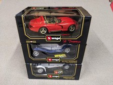 JOB LOT x3 BURAGO 1/18 BOXED MODEL CARS DODGE VIPER ALFA SPIDER MERCEDES SSKL