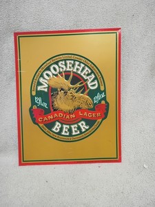 Vintage Moosehead Beer Embossed Metal Sign Rare MOSEHEAD Misprint Error 14x11
