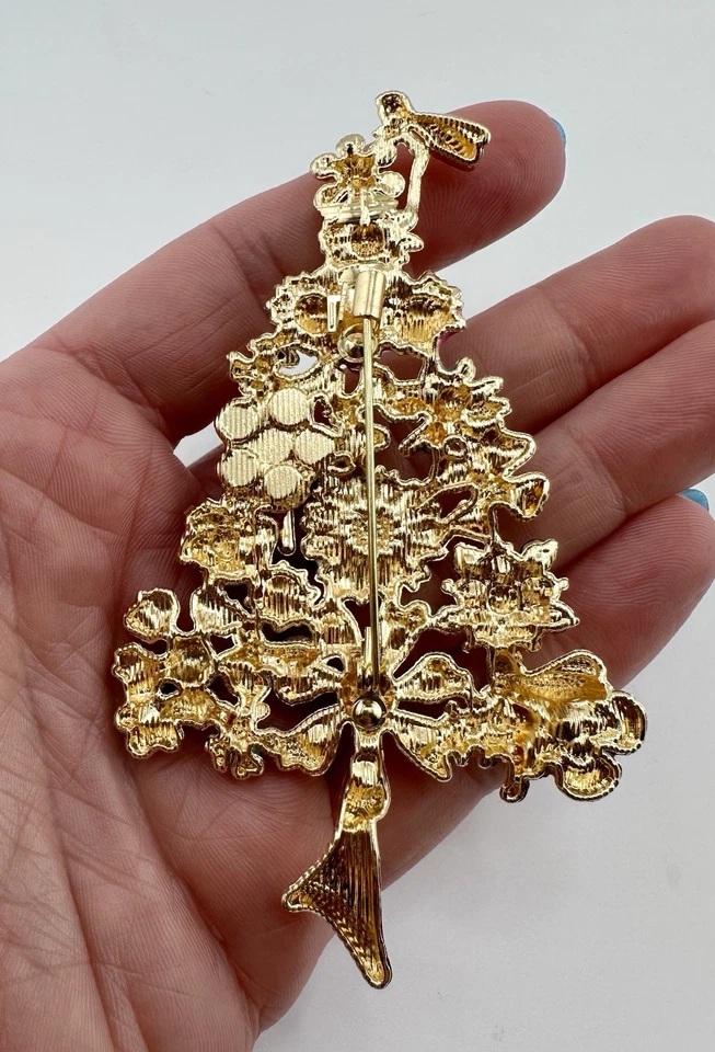 Nuevo broche prendedor árbol de Navidad con estrás esmaltado inspirado en el diseñador GT 3,5" Foto 3 de 4