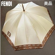 FENDI Leopard Umbrella Long 90cm Champagne Gold Beige Brown Authentic