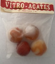 Unopened 19 cent Bag of 4 VITRO Shooter Marbles NEW Old Stock Made In The USA