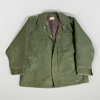 #ad Chore Jacket Blanket Lined Medium Army Green Heavy Canvas Workwear VF Imagewear $37.80