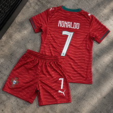 Cristiano Ronaldo 7 Portugal Kids Soccer Jersey  Shorts Football Kit Set