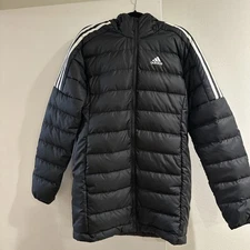 Adidas Essential Down Coat Size:S Women Hooded Parka Style Black GH4606