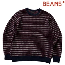 BEAMS PLUS Mid Gauge Crew Neck Sweater Multicolor Size L from Japan