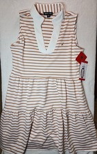 Nautica Women's Tiered Collar Sleeveless Mini Dress, Beige/Ivory, Size Medium