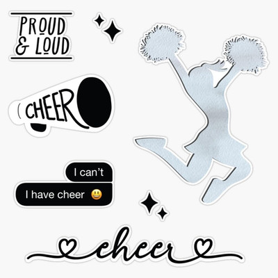 Black Watercolor Cheer Cheerleading Pack Sticker Vinyl Waterproof Sticker Decal
