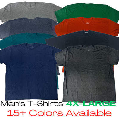 BIG AND TALL MEN'S 4XL SHORT SLEEVE TEE BLANK COTTON T SHIRTS HIGH QUALITY   