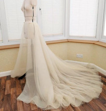 Detachable Skirt Wedding Overskirt Tulle White Ivory Wedding Bridal Train Custom