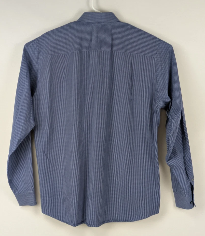 Camisa de vestir Calvin Klein para hombre 16,5 36/37 azul a cuadros calce regular manga larga Foto 3 de 4