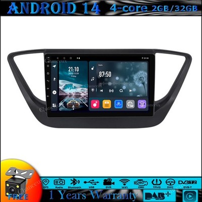 9''Android 14 Autoradio GPS SAT Navi Carplay DAB For Hyundai Accent Solaris 17-20