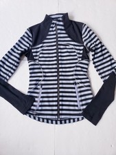 Lululemon Forme Jacket Full Zip Luon Yoga Run In Sea Stripe Polar Haze Size 4