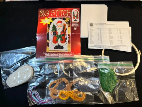 BIG STITCH JANLYNN COUNTED CROSS STITCH KIT SANTA PILLOW 11" X 18" Opened