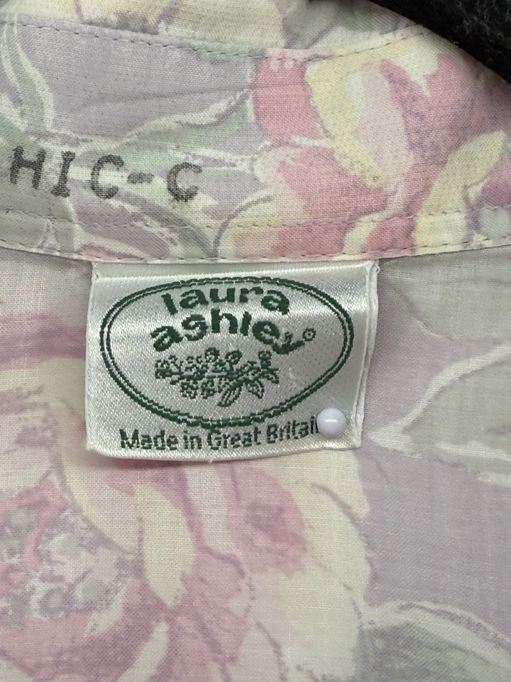 Camisa vintage Laura Ashley floral cottagecore algodón abotonada manga 3/4 US10 Foto 2 de 4