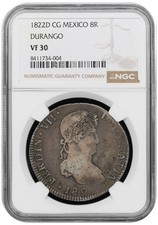 1822-D CG Mexican Durango 8 Reales NGC VF 30