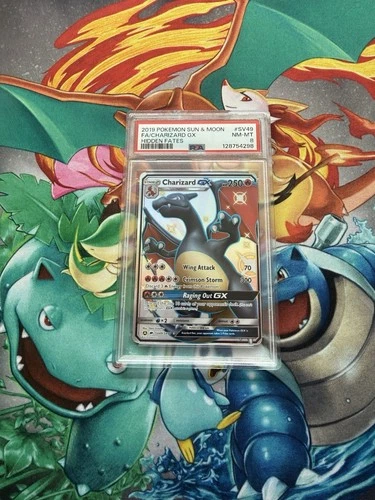 Pokémon TCG Shiny Charizard GX Full Art Holo Card SV49/SV94 Hidden Fates PSA 8