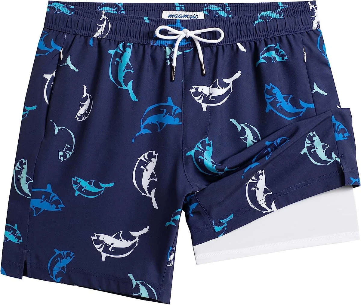 maamgic 2 in 1 Mens Swim Trunks 7 Inch Swim Shorts Swim Suits