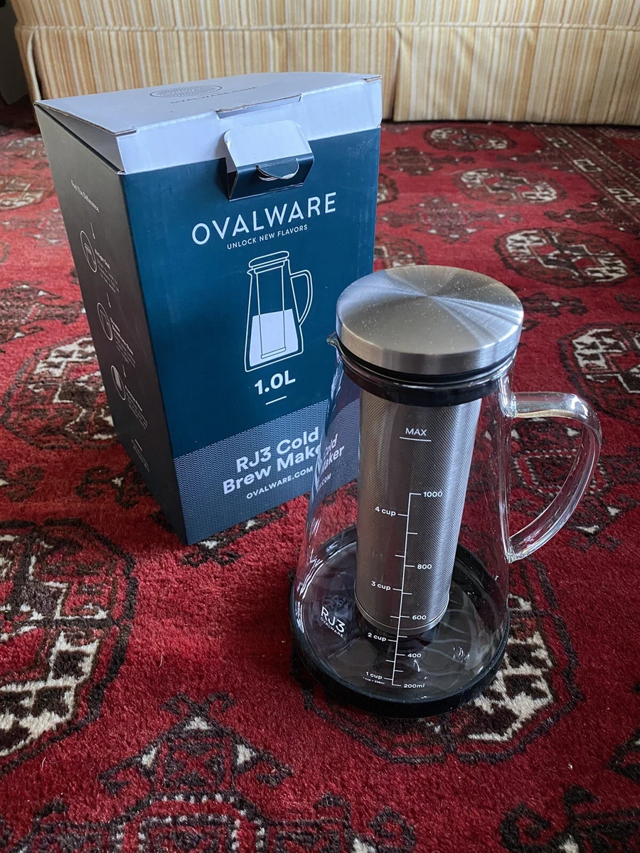 Ovalware RJ3 Airtight Cold Brew Iced Coffee Maker and Tea Infuser 1.0L /  34oz