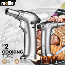 2 Pcs Windproof Butane Torch Lighter Adjustable Frame Refillable Cigars Lighter