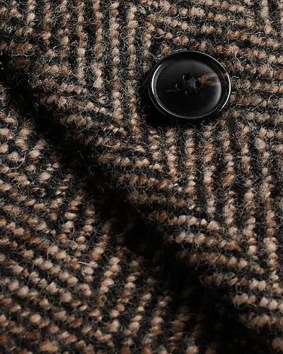 Express Men's Brown Herringbone Wool Blend Long Winter Topcoat Sz M - Picture 12 of 13