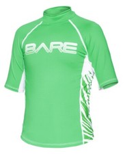 Bare Youth Green Short Sleeve Sunguard Kids Rash Guard 50 SPF UV 8yrs Surf Swim