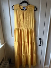 whit two yellow dress anthropologie dress size large golden yellow