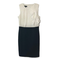 Spense BodyCon Sheath Dress Sz 4 Neck Ruffle Cocktail Black Formal Business Work