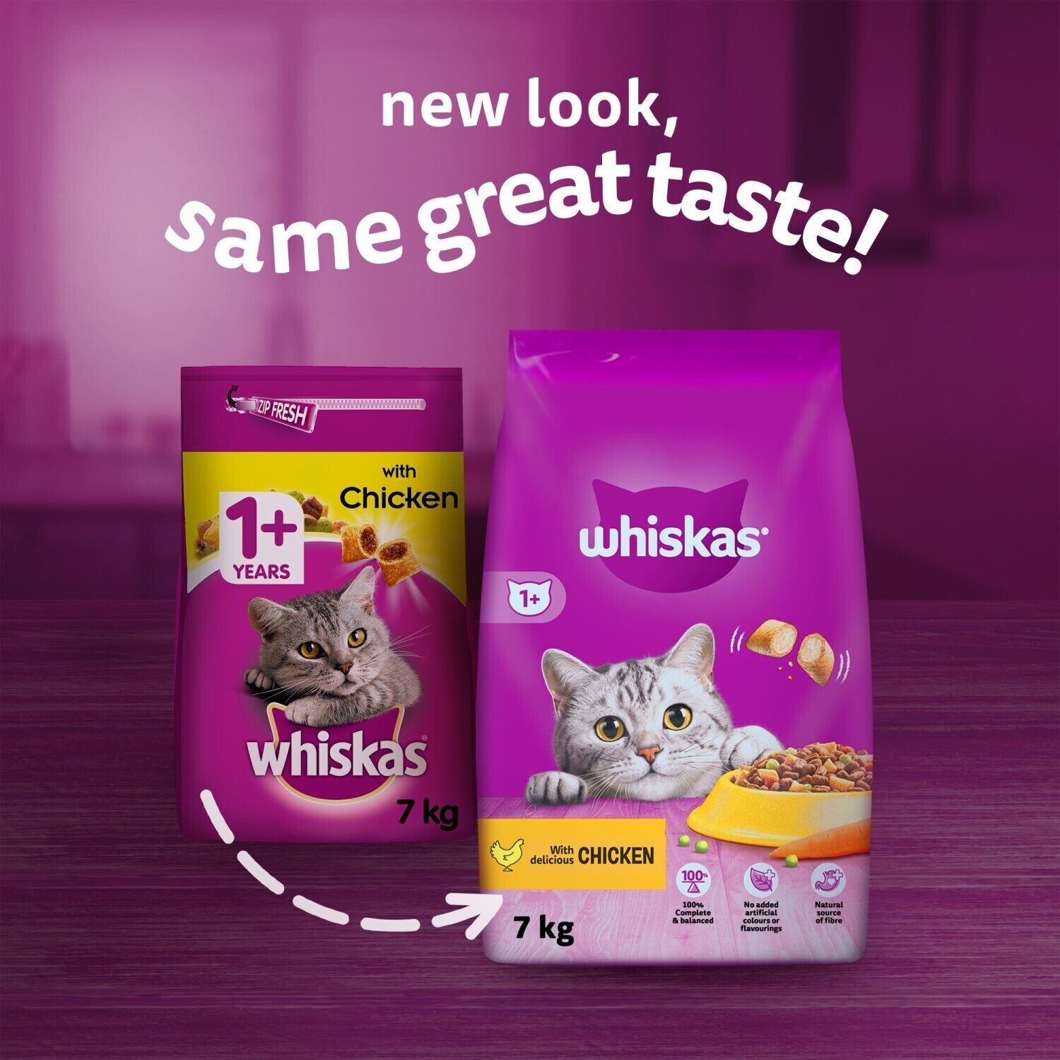 7kg Whiskas 1+ Adult Complete Dry Cat Food Chicken Bulk Pack Cat